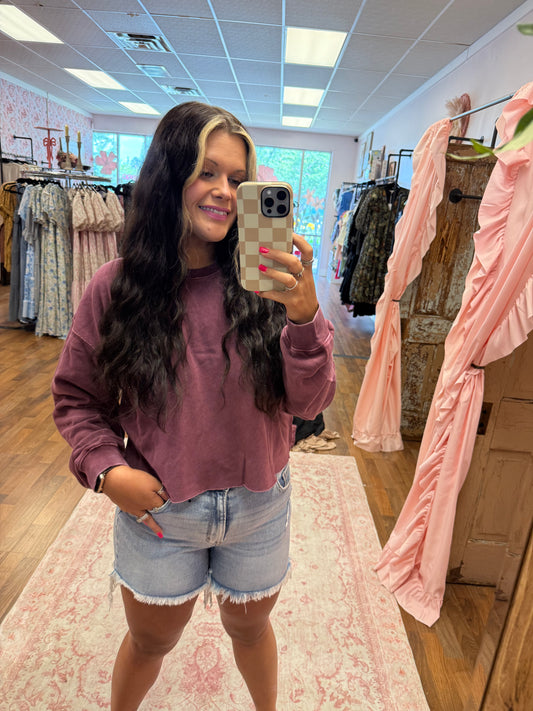Dark Cherry Cropped Sweatshirt