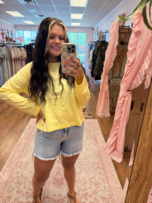 Semi Cropped Yellow Tee