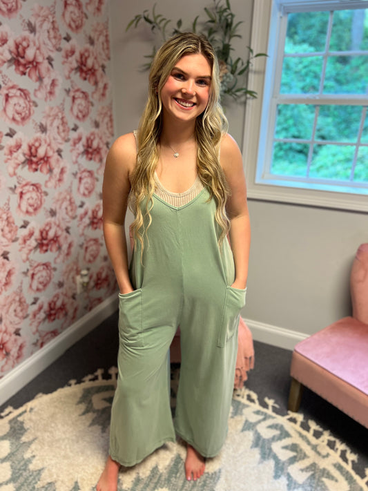 Sage Wide Leg Romper