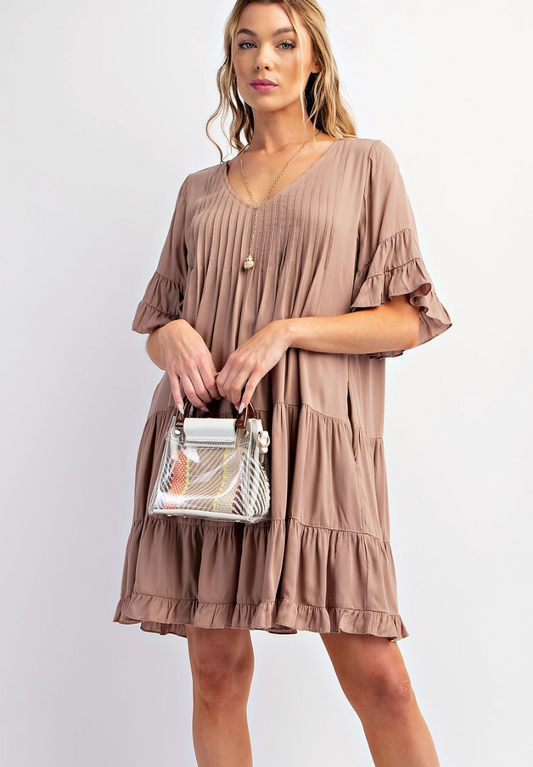 Double Ruffle Linen Dress