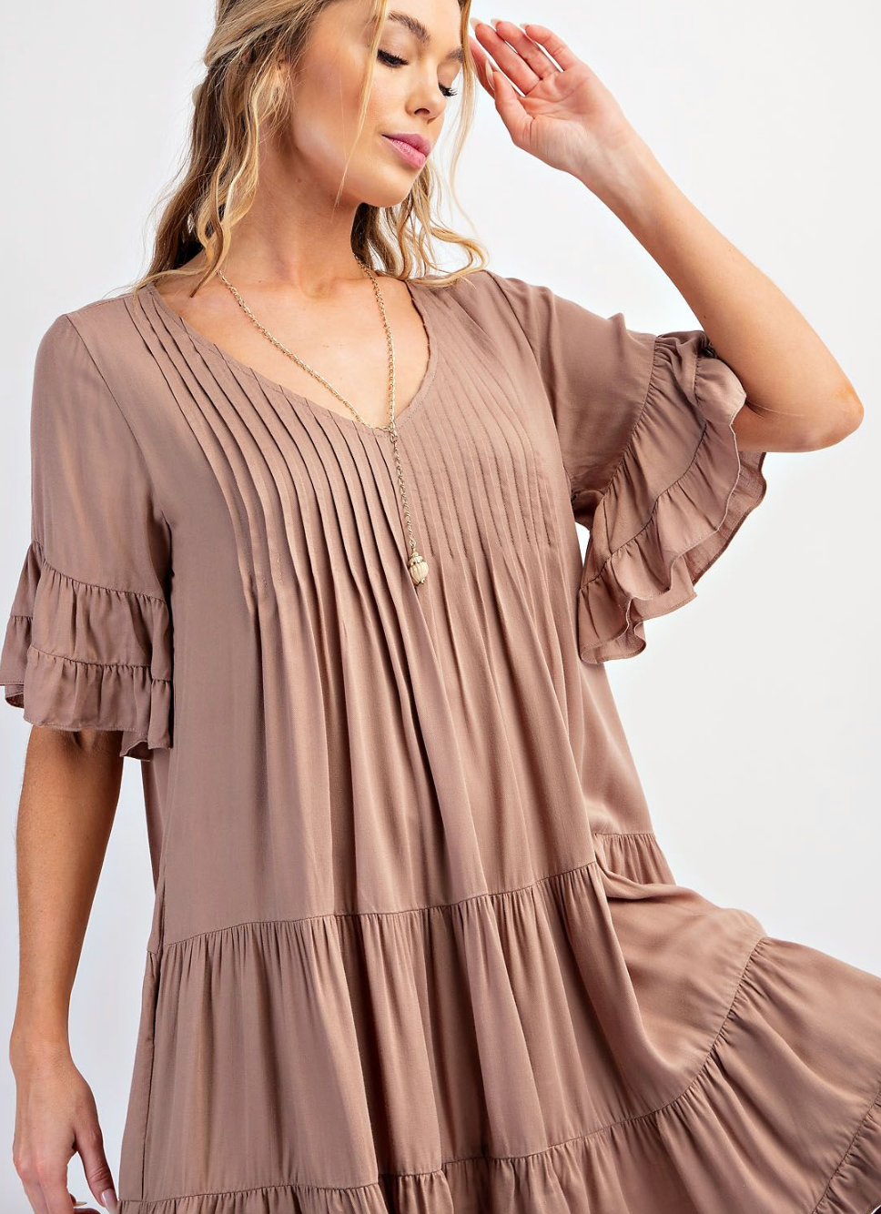 Double Ruffle Linen Dress