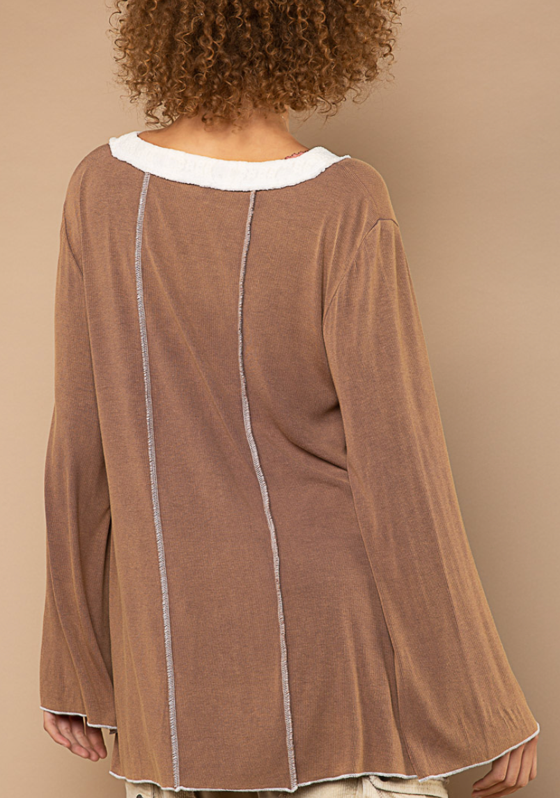 Bell Sleeve Contrast Long Sleeve