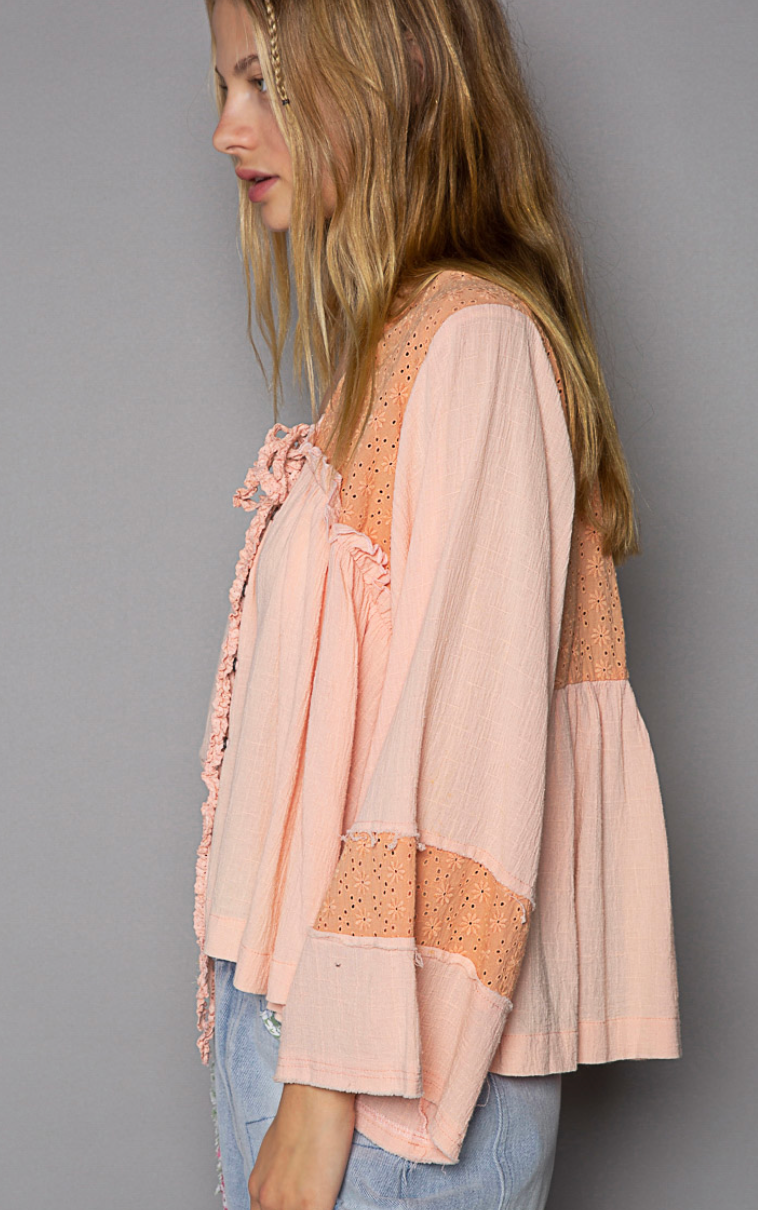 Peach Orange Bell Sleeve Top