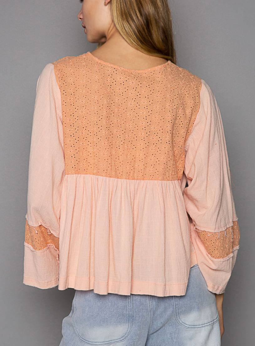 Peach Orange Bell Sleeve Top