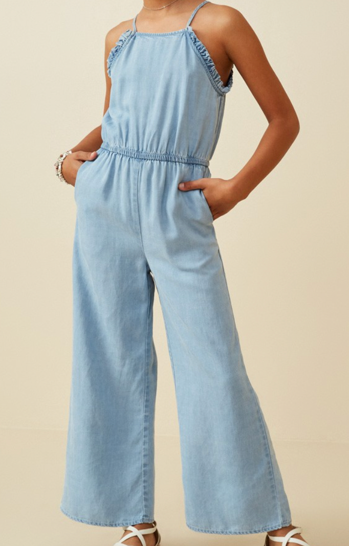 Girls Wideleg Denim Jumpsuit