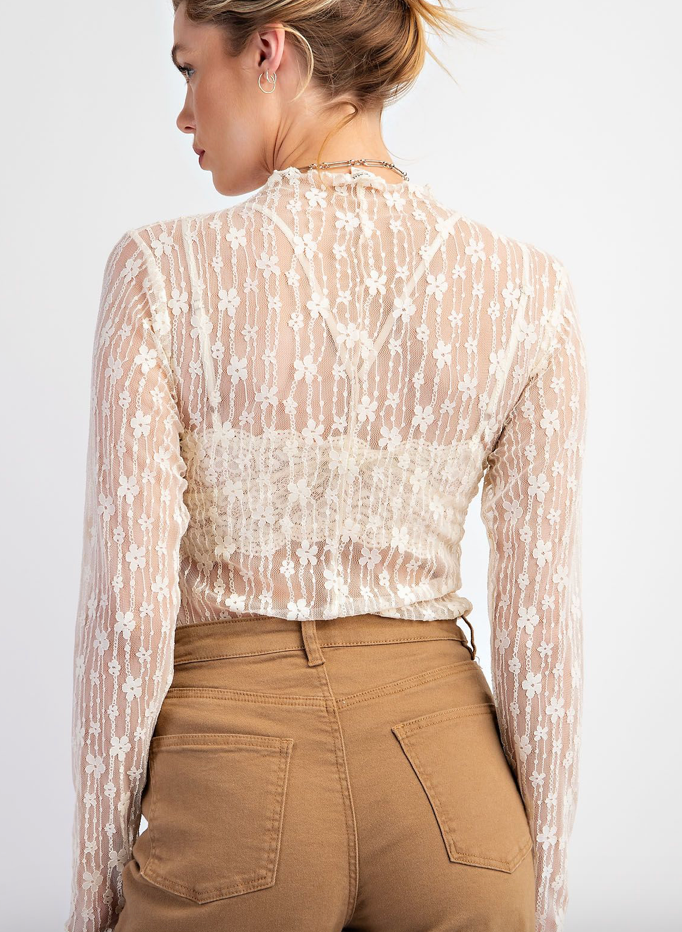 Flower Lace See Through Top