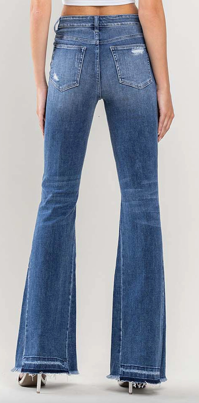 High Rise Distressed Flare Jeans