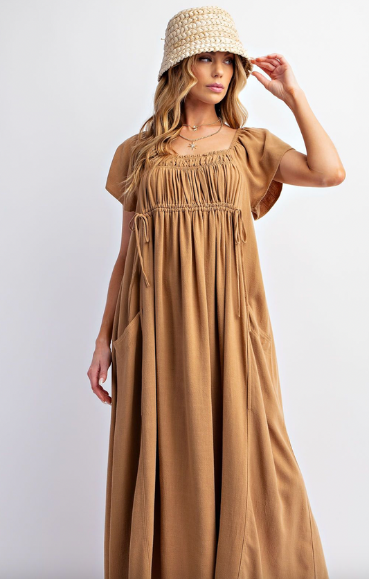 Poly Linen Maxi Dress