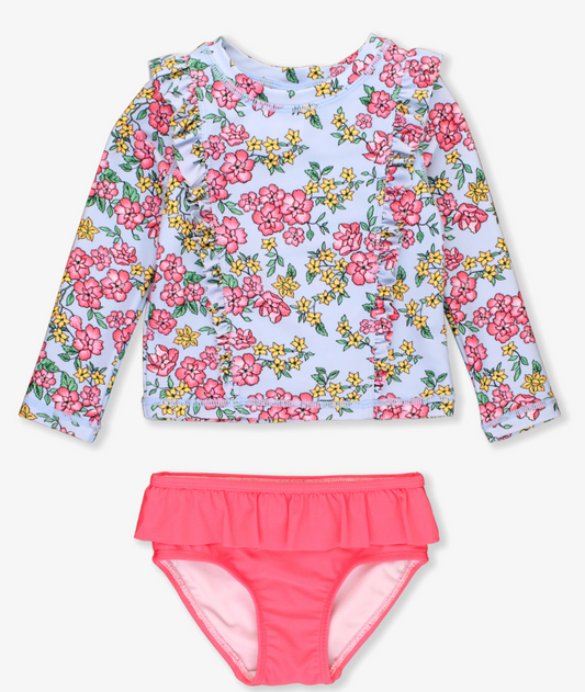 Cheerful Blossoms Ruffle Rash Guard