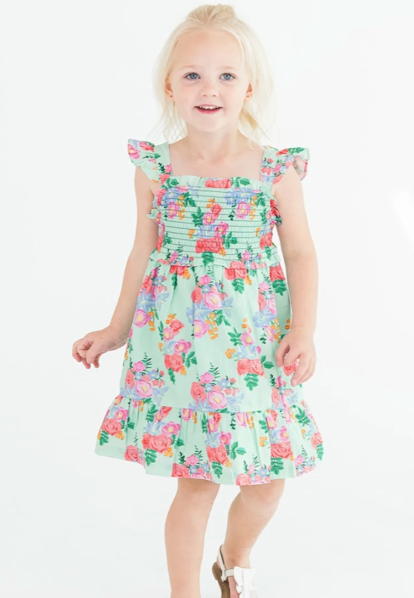 Smocked Flutter Strap Dress