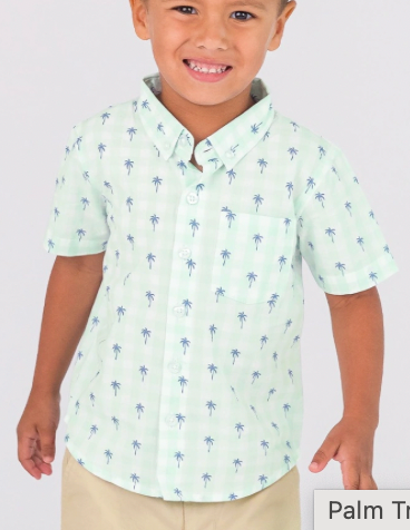 Palm Tree Gingham Button Down