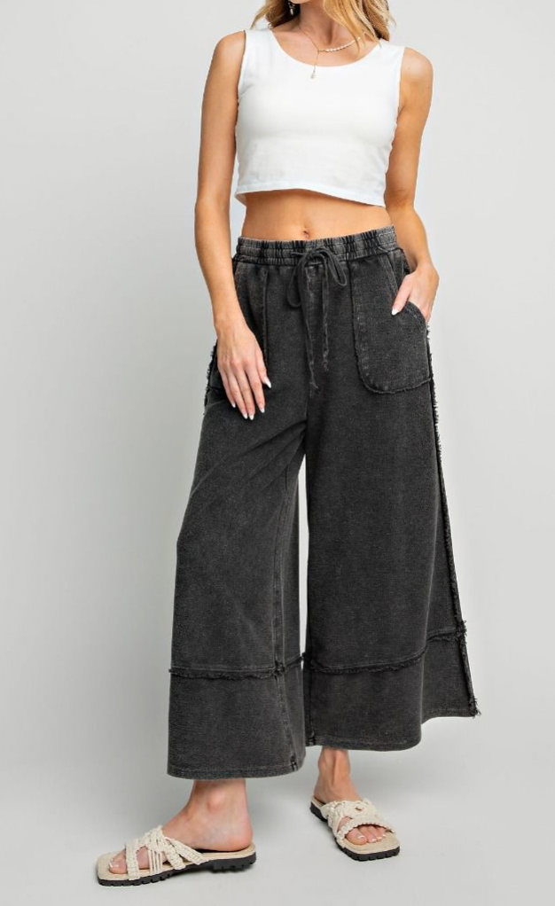 Black Plus Mineral Washed Palazzo Pants