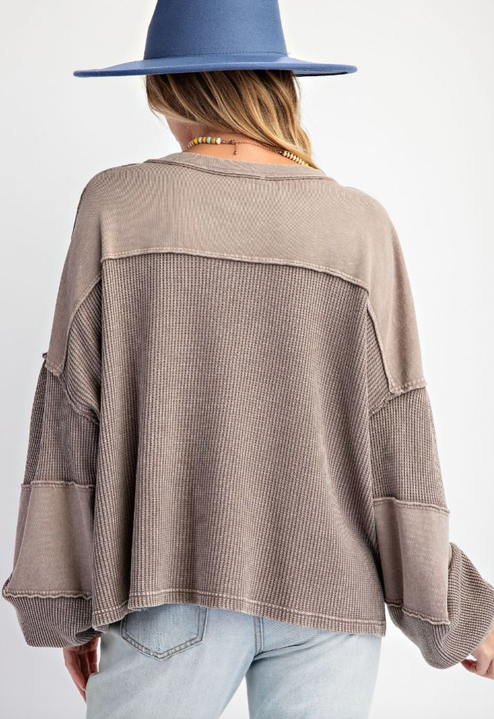 Ash Brown Thermal Henley Top