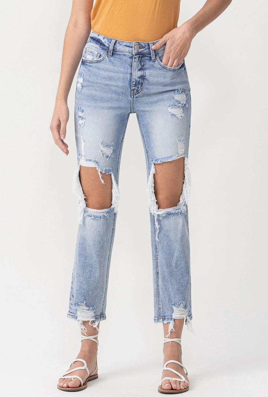 HR Cropped Distressed Jeans