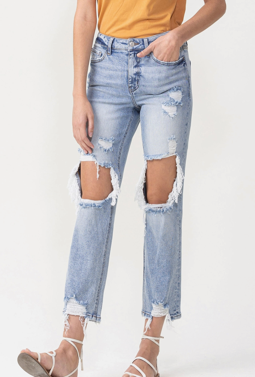 HR Cropped Distressed Jeans