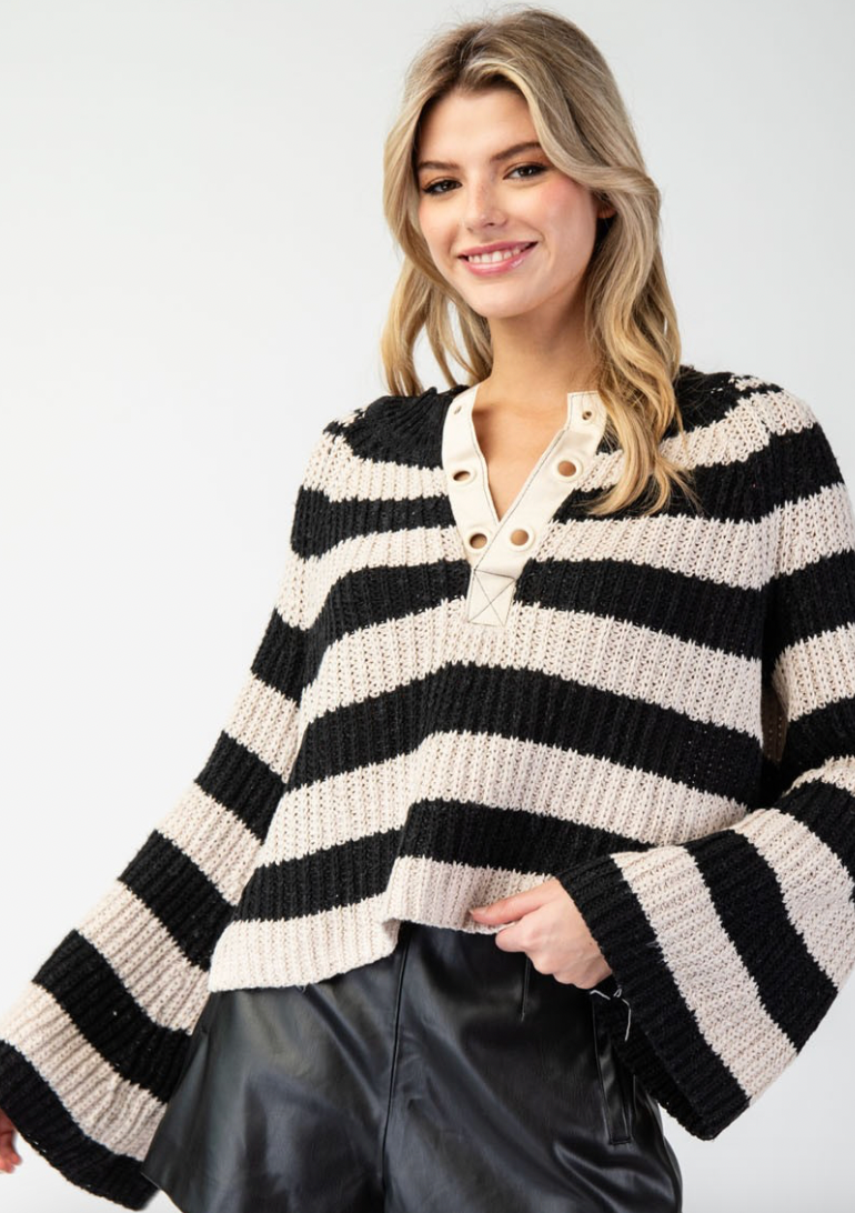 Striped Bell Sleeve Sweater