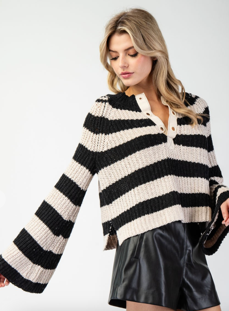 Striped Bell Sleeve Sweater