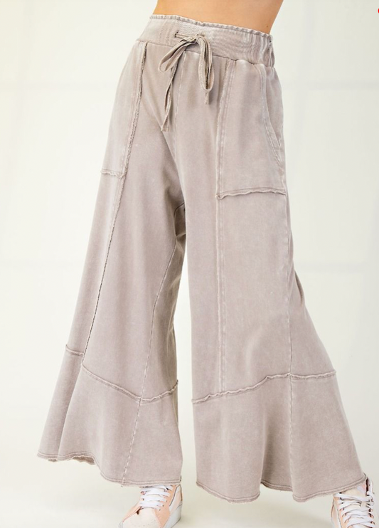 Mineral Wash Wide Leg Pants