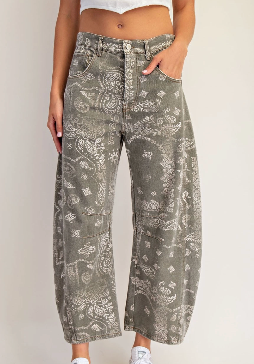 Vintage Army Paisley Barrel Jeans