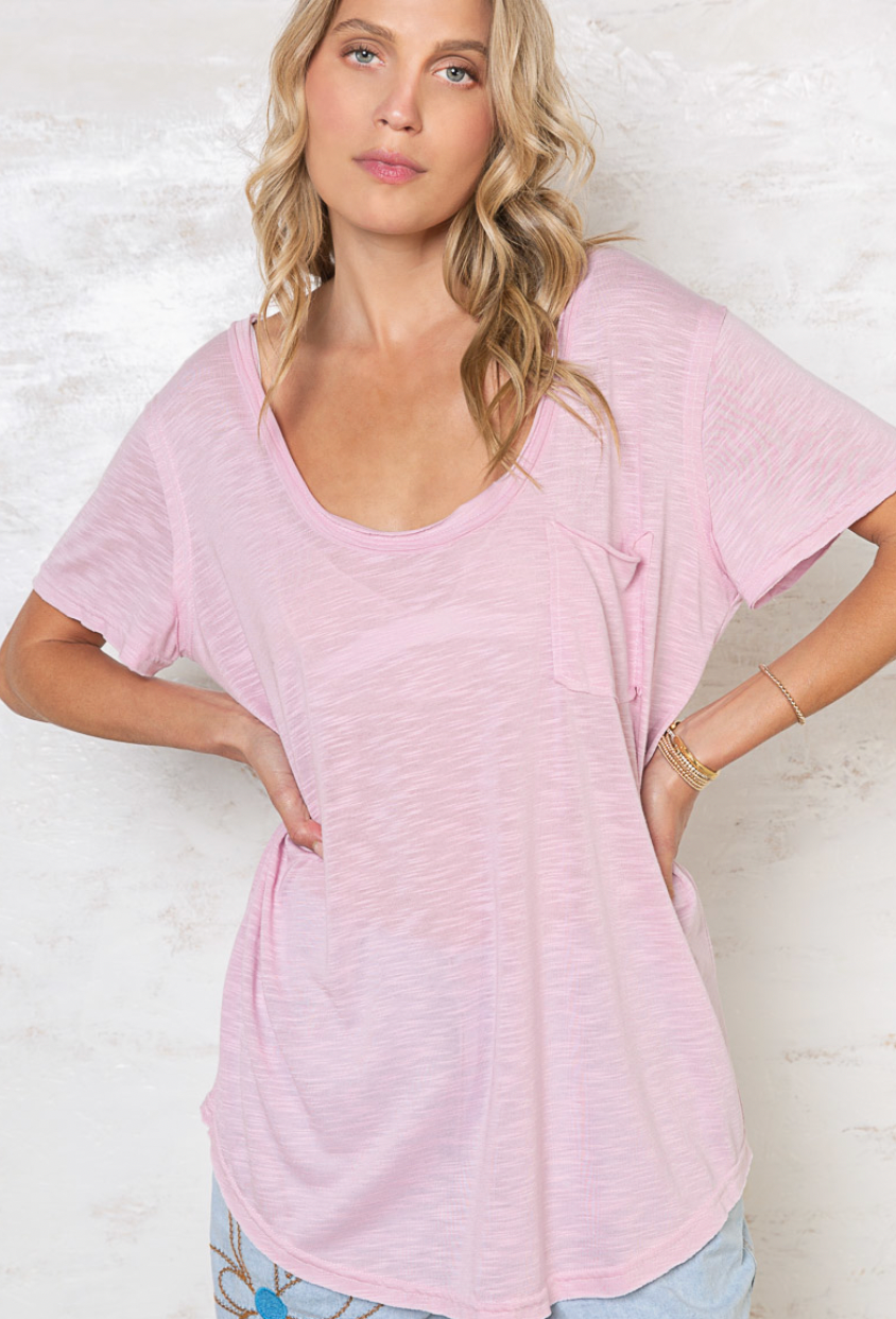 Scoop Neckline Basic Tee