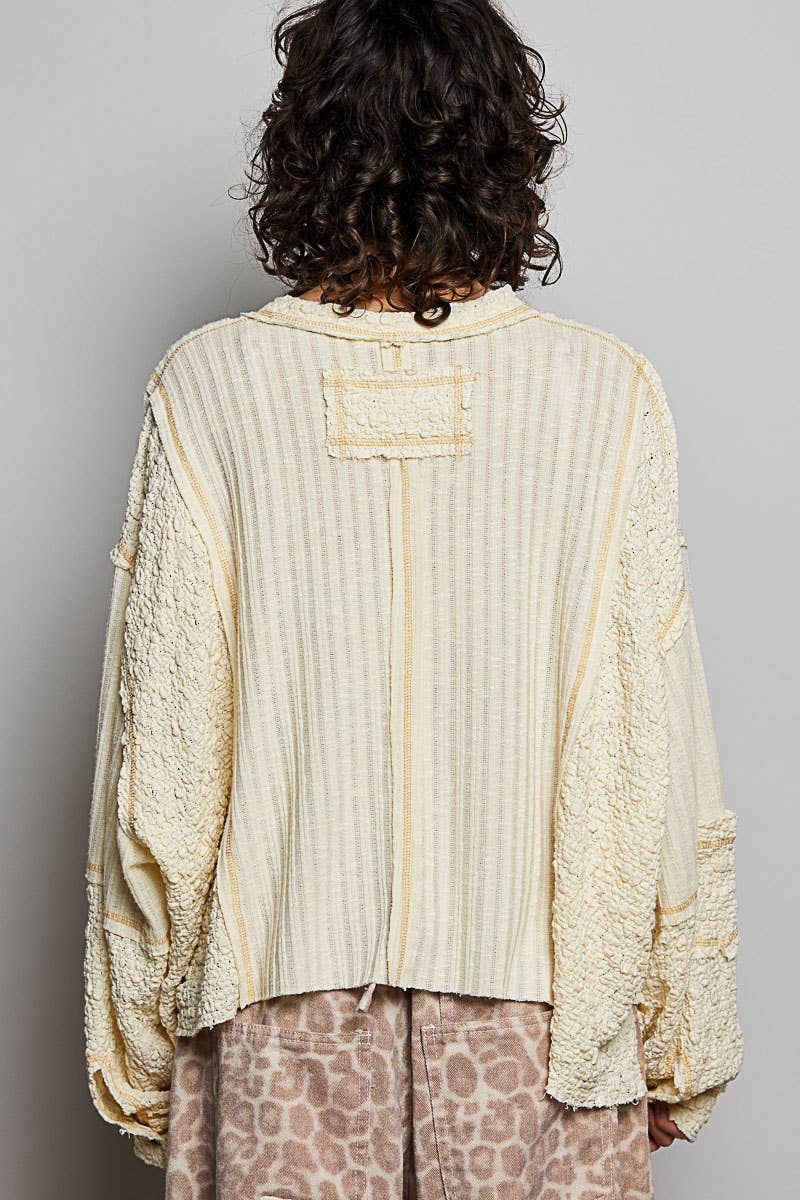 Stitch Detail Balloon Sleeve Top