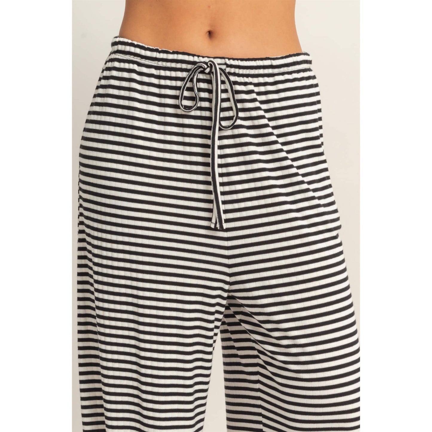 Striped Wide Leg Drawstring Pants
