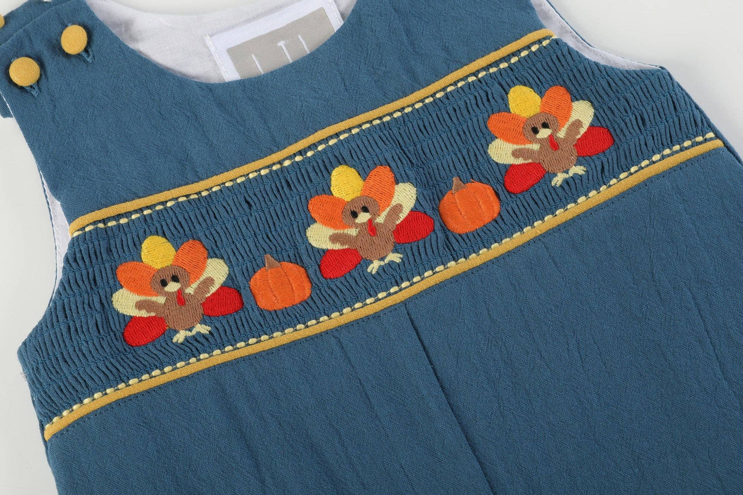 Cobalt Blue Turkey Smocked Overalls