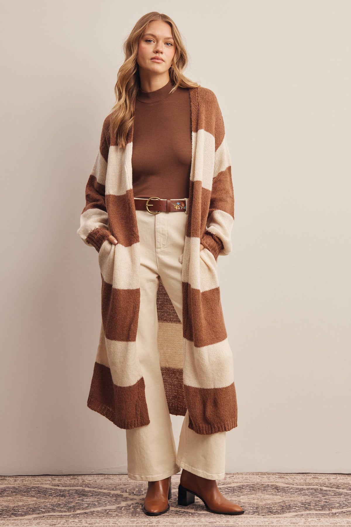 Striped Longline Knit Cardigan