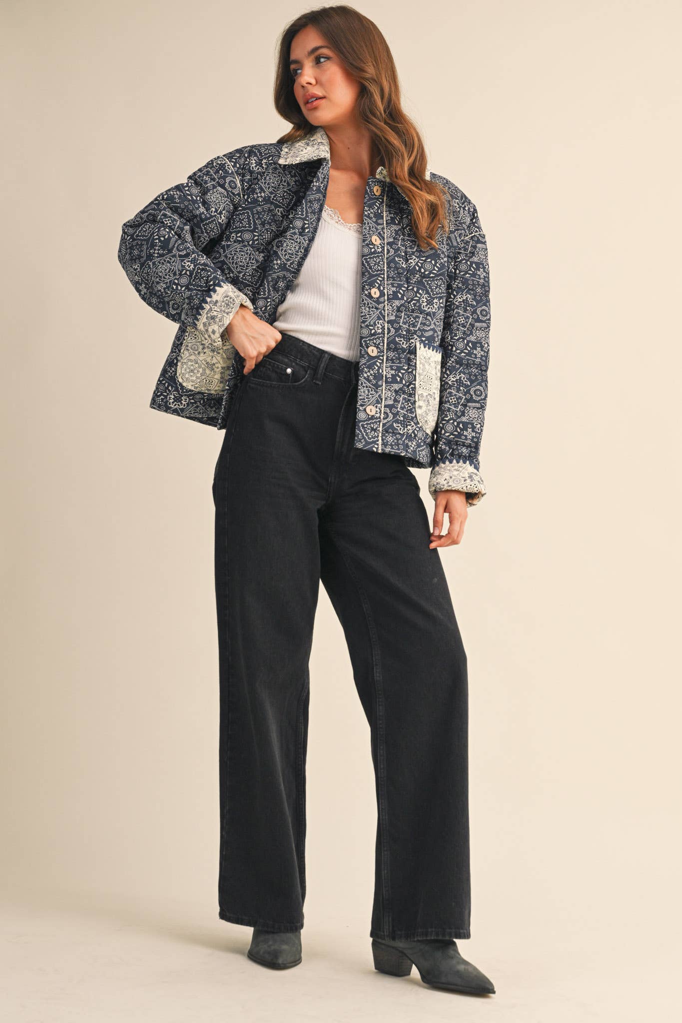 Quilted Bandana Print Jacket