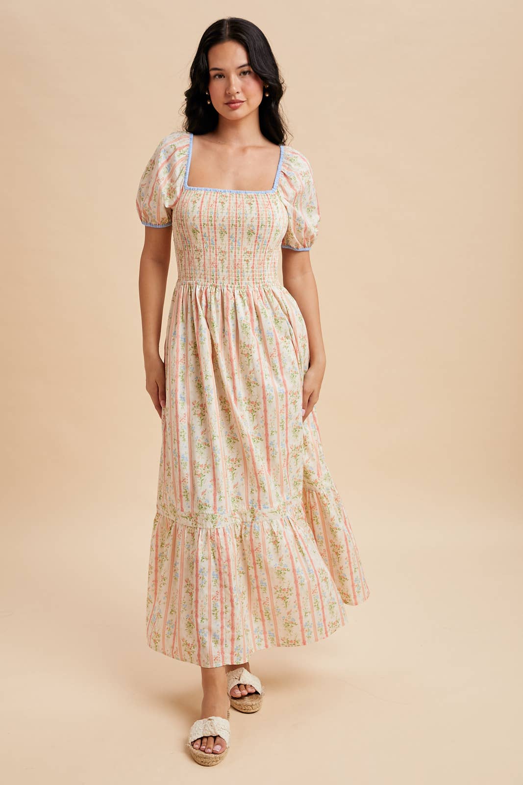 Cream Floral Cotton Maxi
