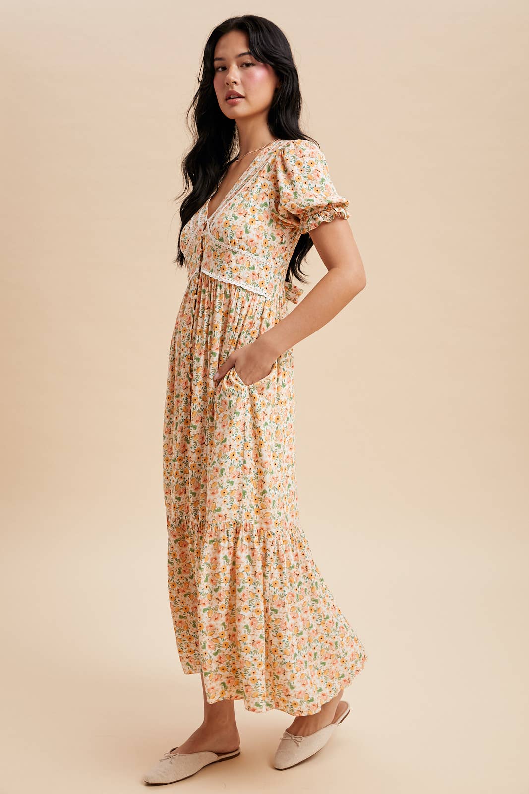 Vintage Peony Button Down Maxi