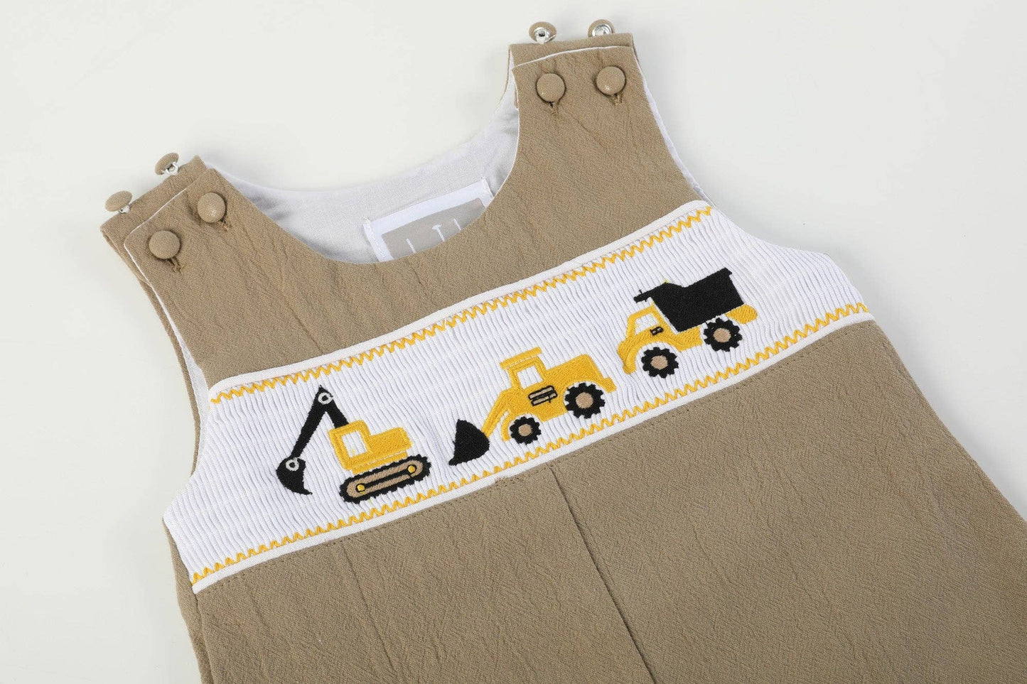 Brown Construction Smocked Overalls