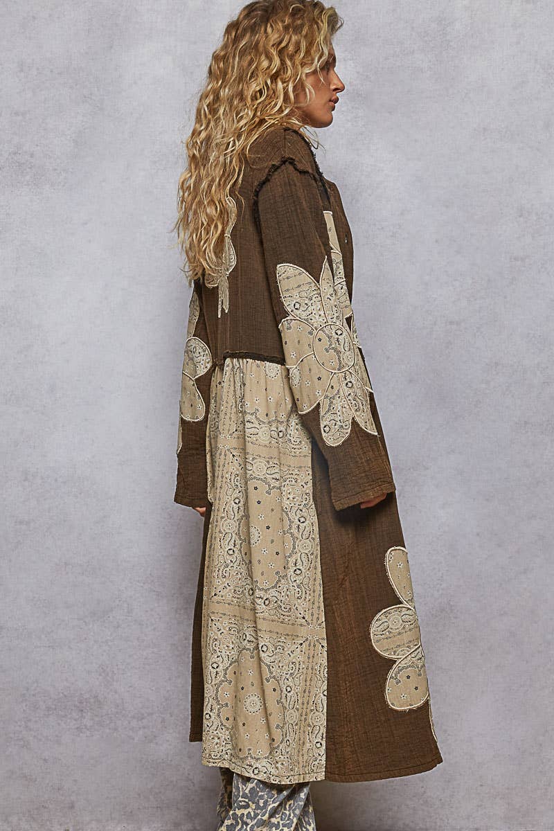 Boho Floral Patch Long Jacket