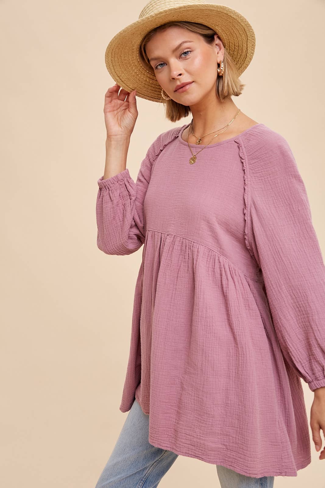 Cotton Muslin Oversized Raglan Tunic