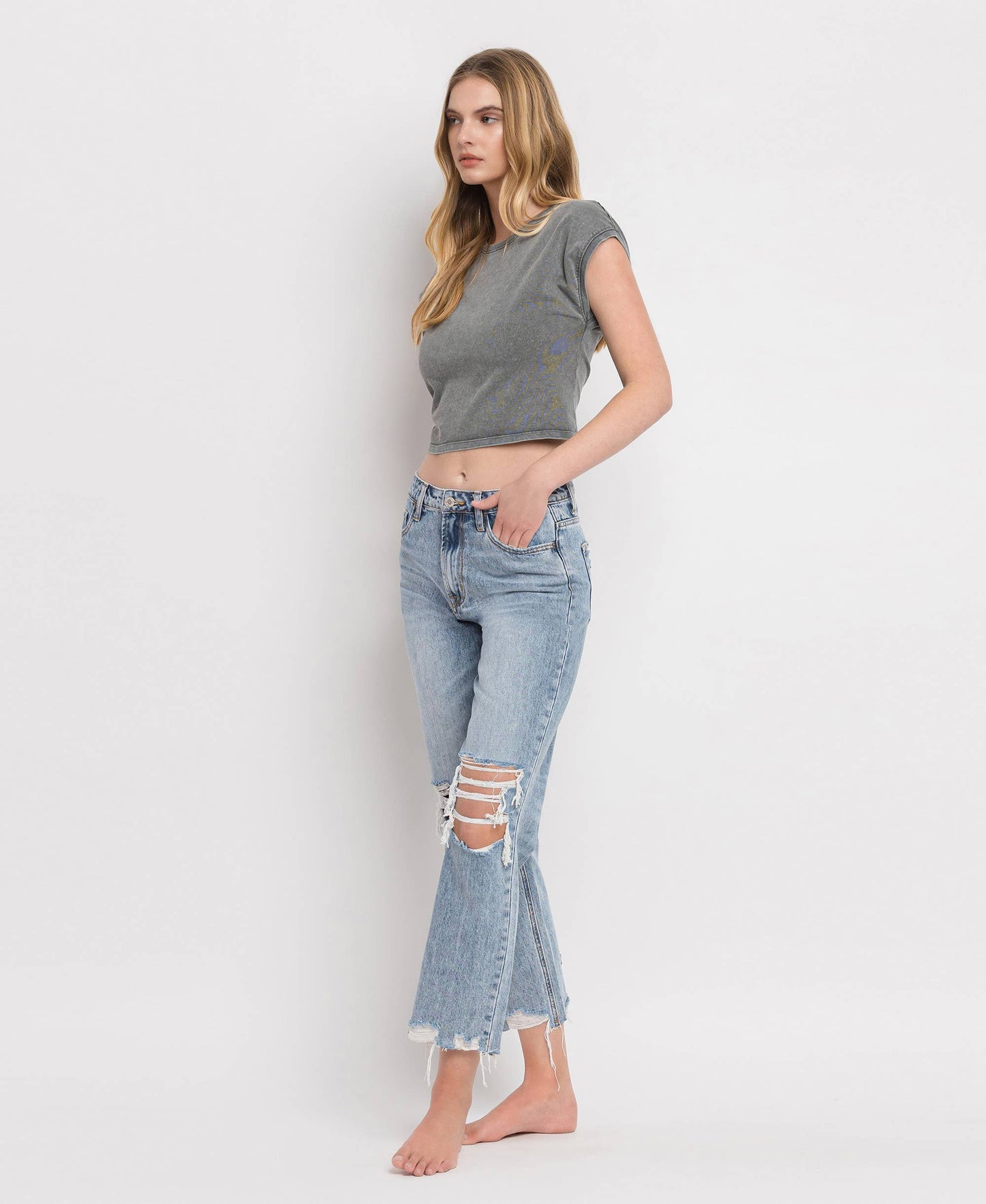 SUPER HIGH RISE CROP STRAIGHT JEANS