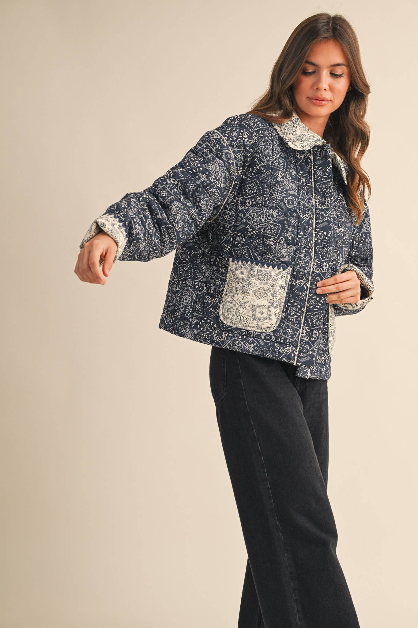 Quilted Bandana Print Jacket