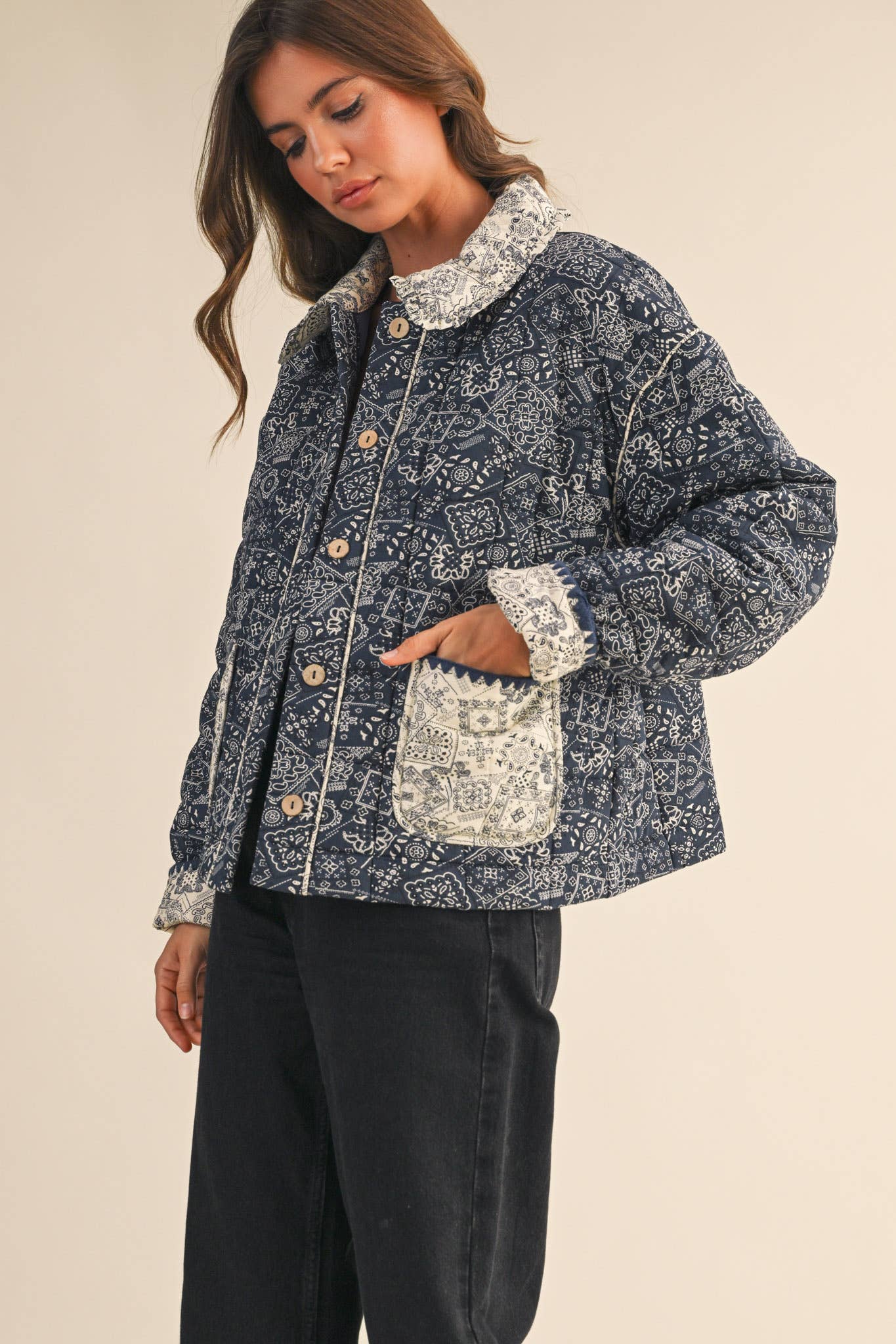 Quilted Bandana Print Jacket