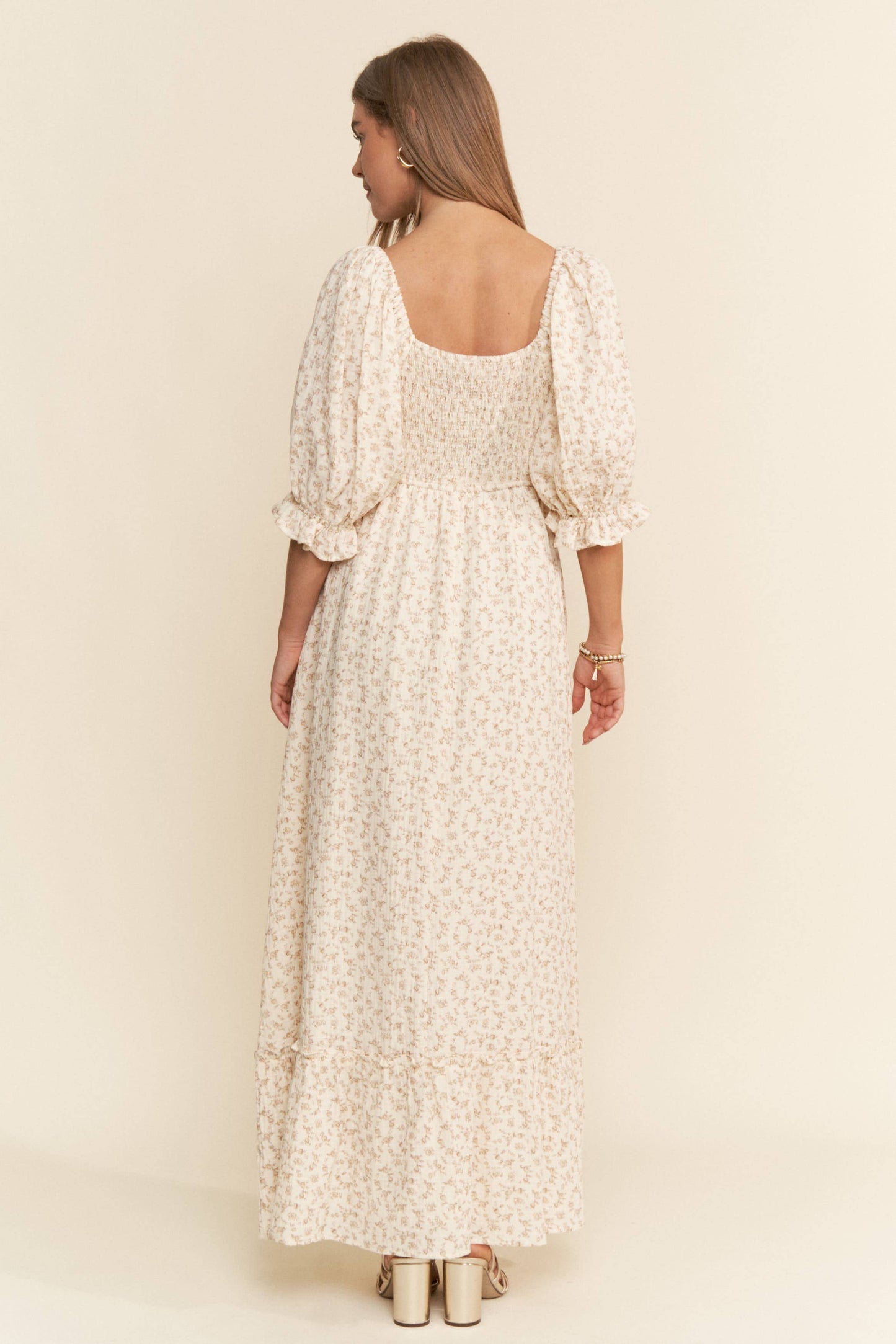 Neutral Gauze Print Maxi