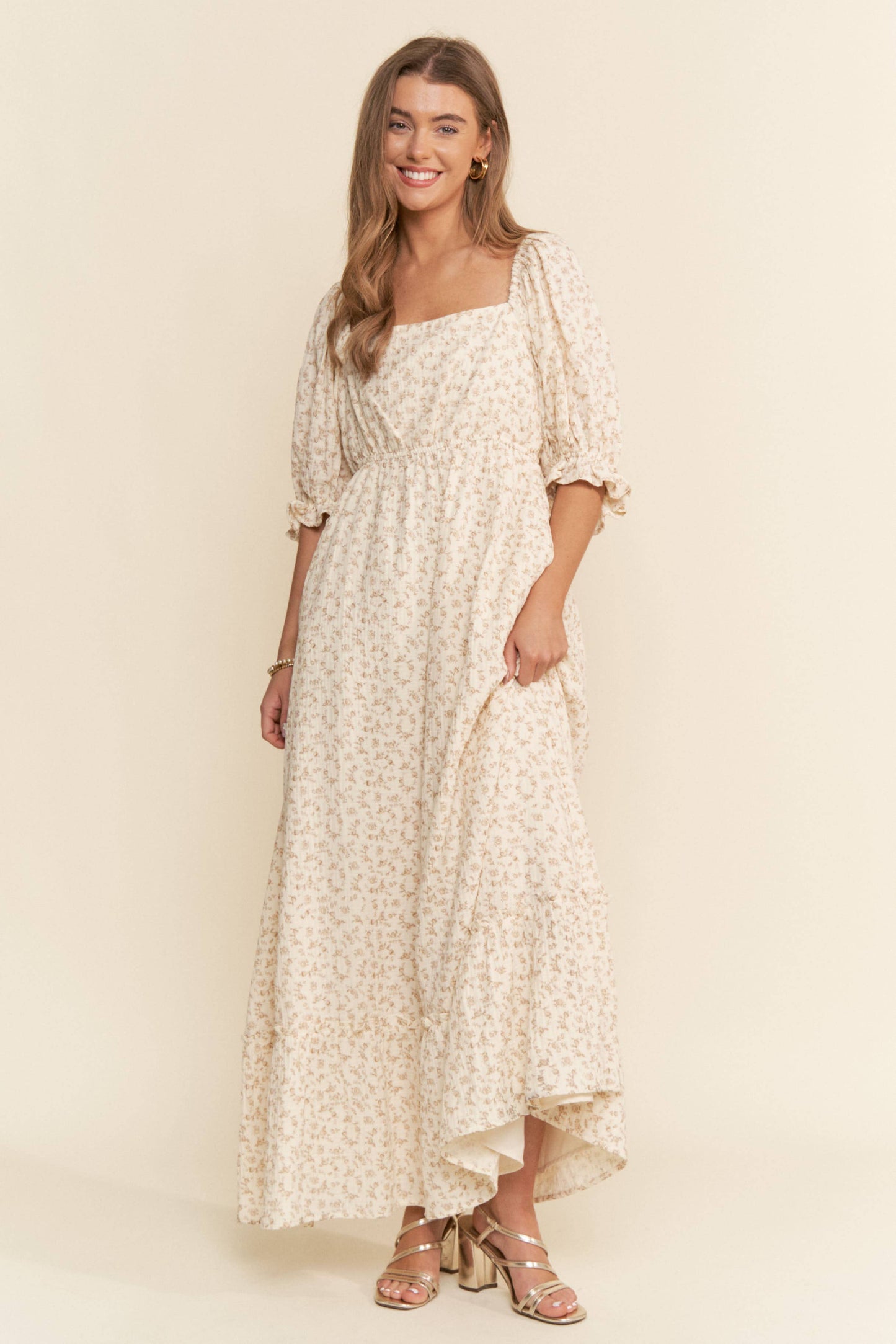 Neutral Gauze Print Maxi