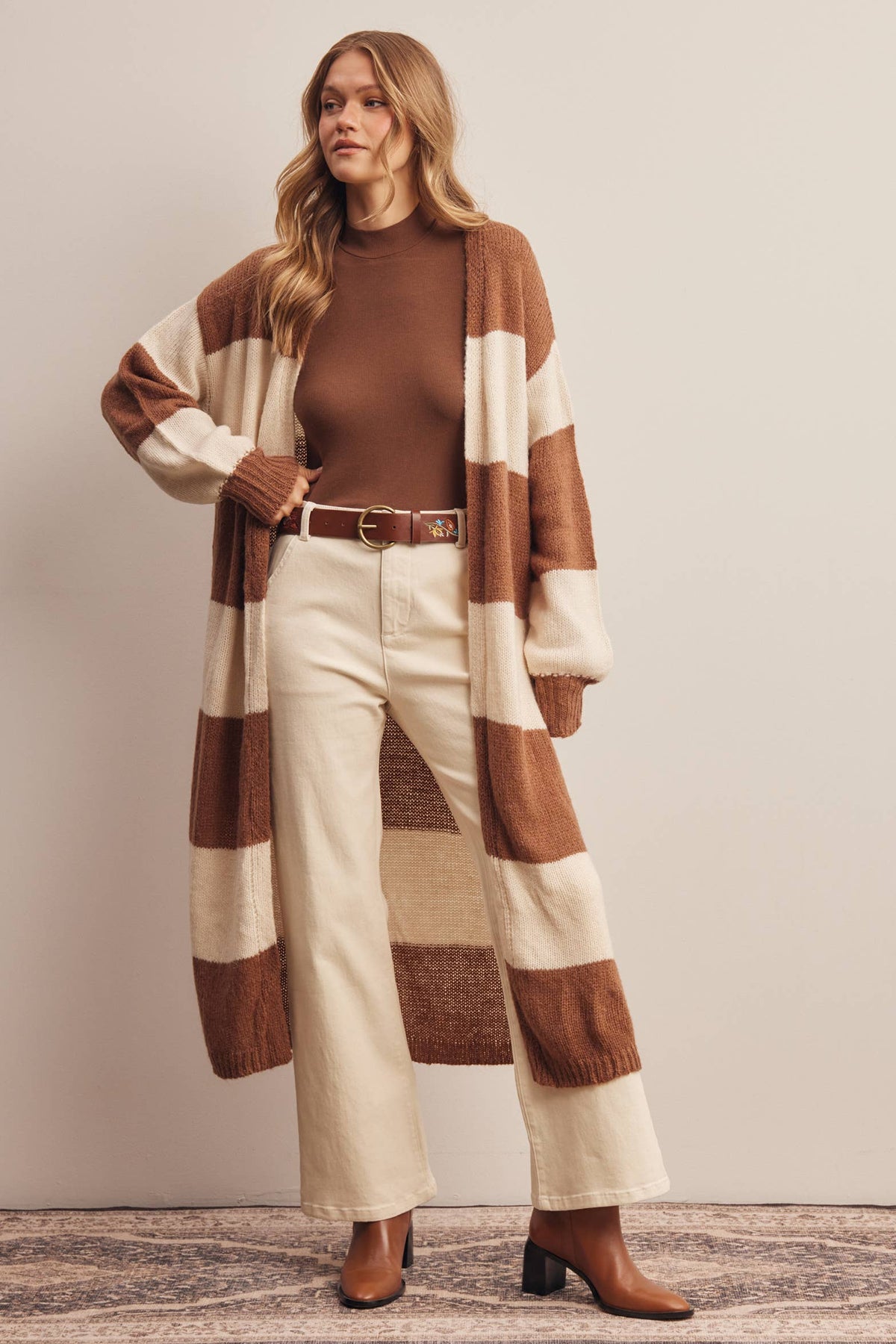 Striped Longline Knit Cardigan