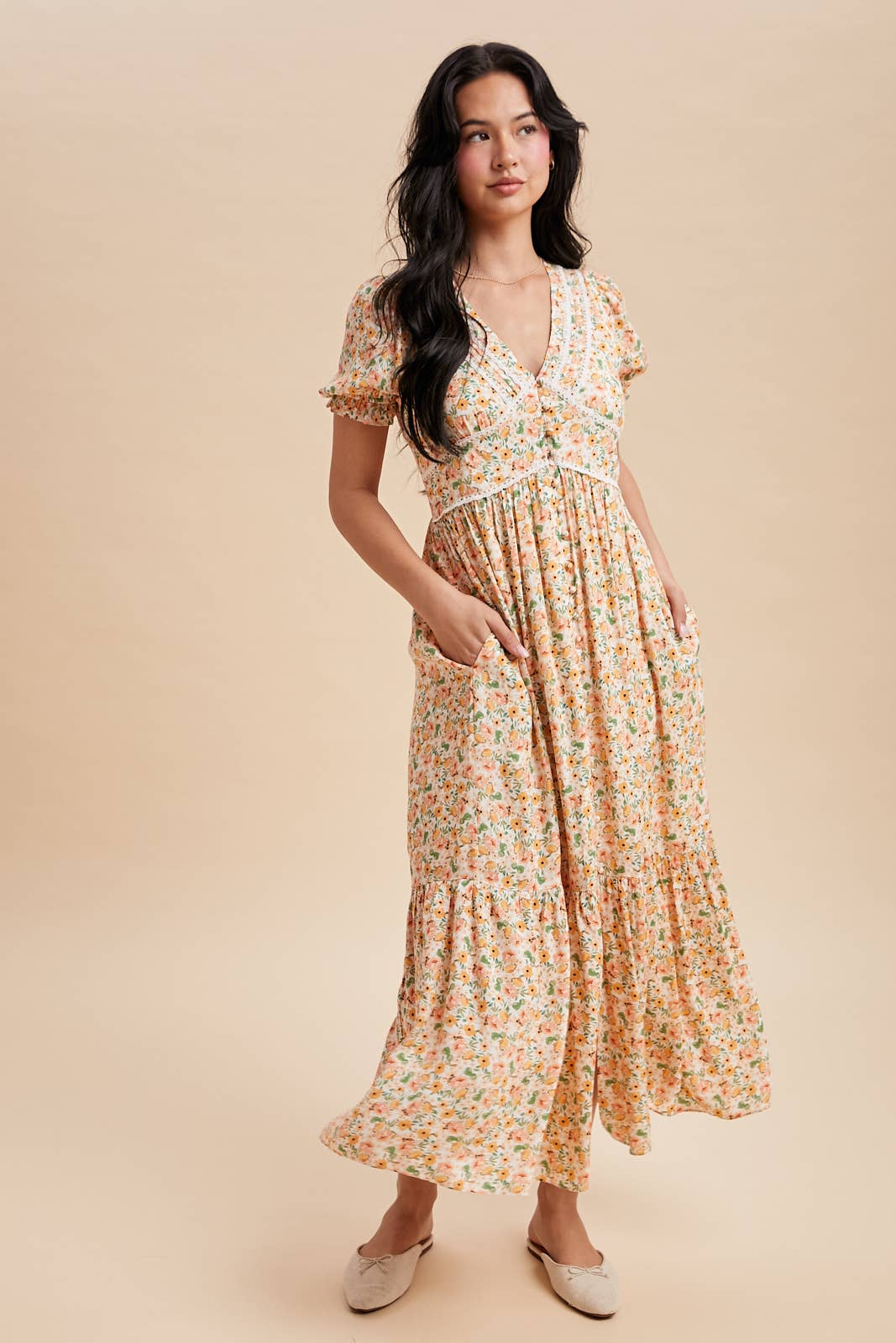 Vintage Peony Button Down Maxi
