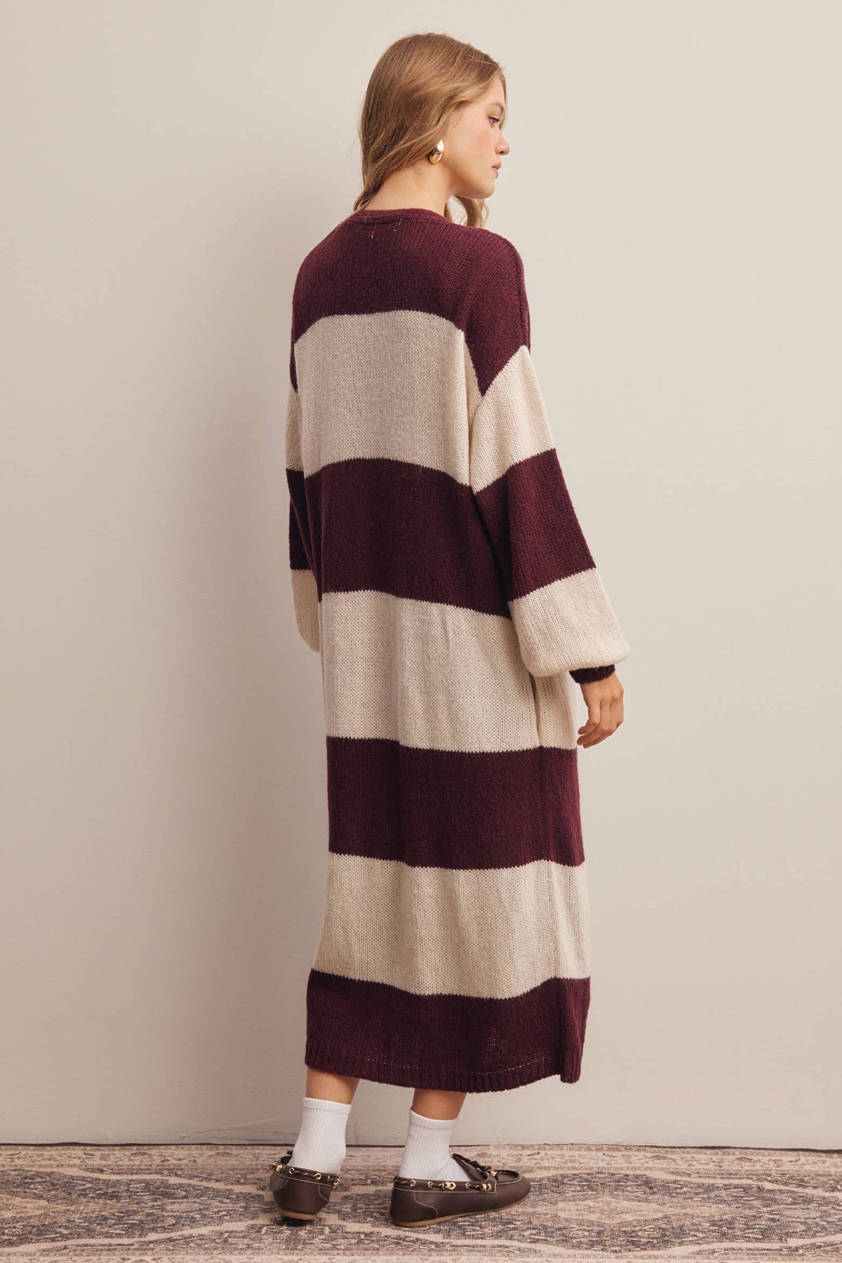 Striped Longline Knit Cardigan