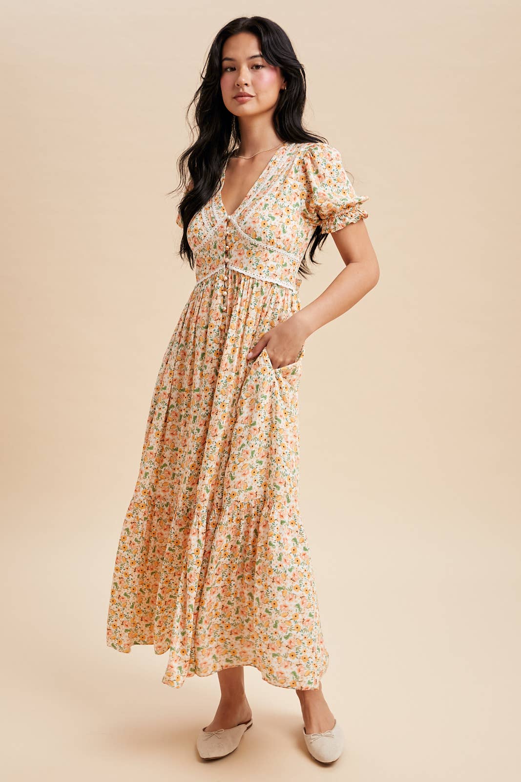 Vintage Peony Button Down Maxi