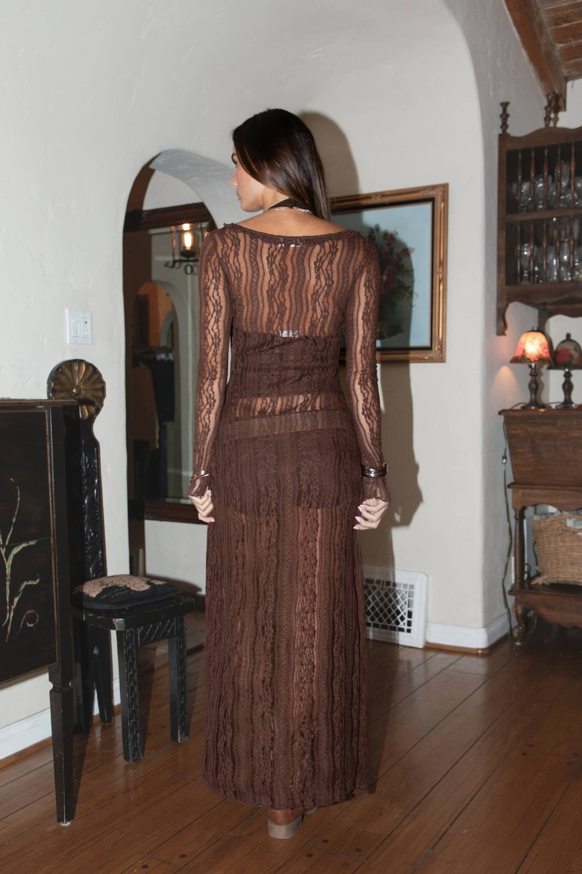Floral Lace Long Sleeve Duster