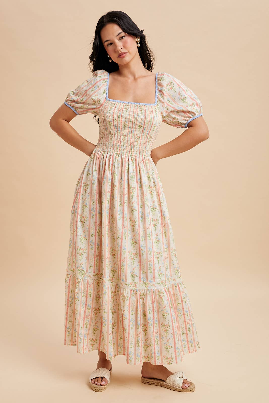 Cream Floral Cotton Maxi