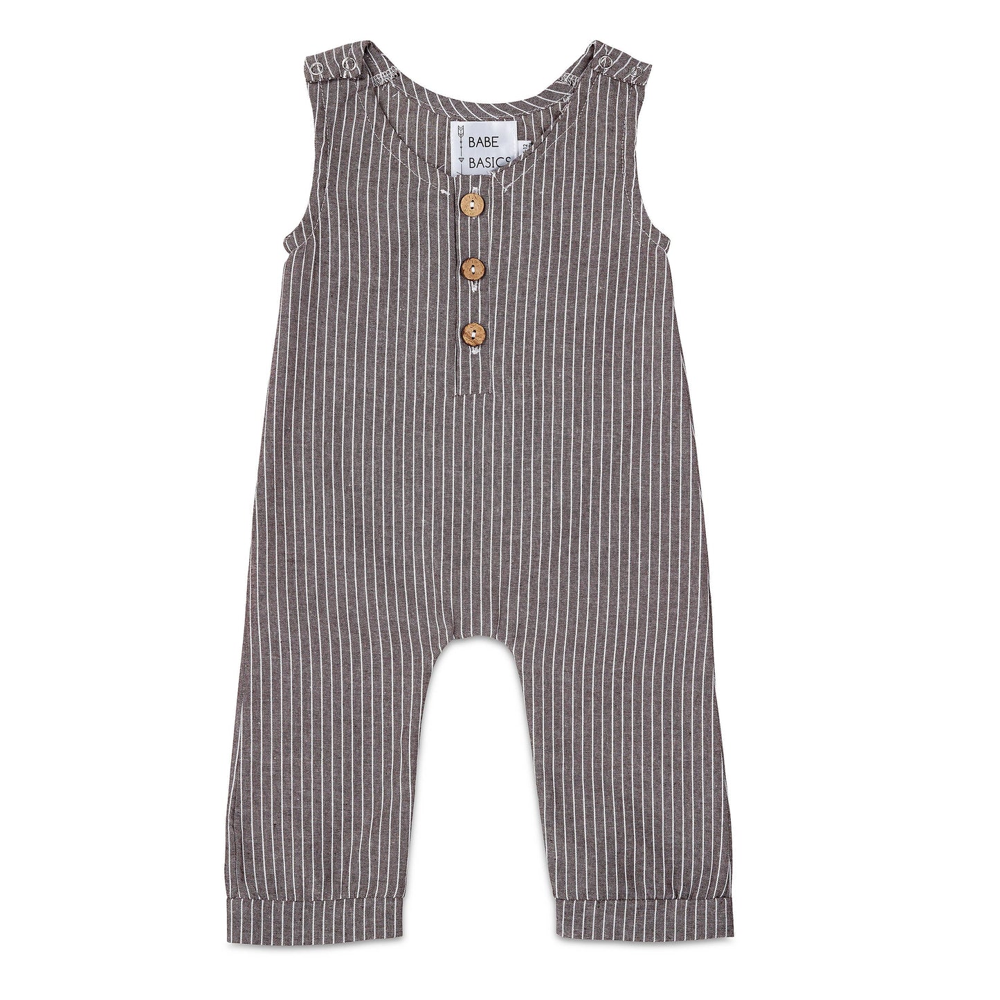 Grey Striped Linen Romper