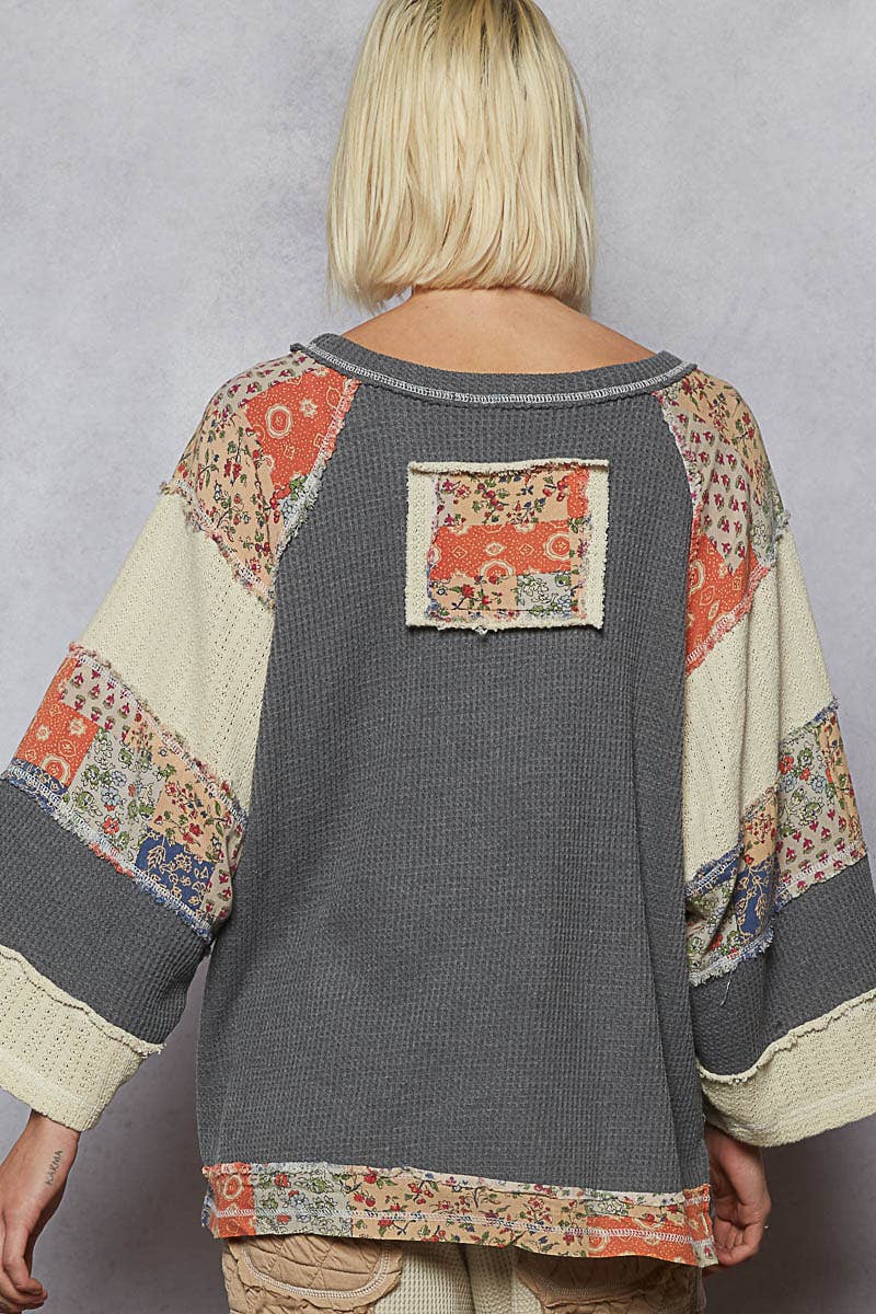 Oversized Peace Patch Stitch Knit Top
