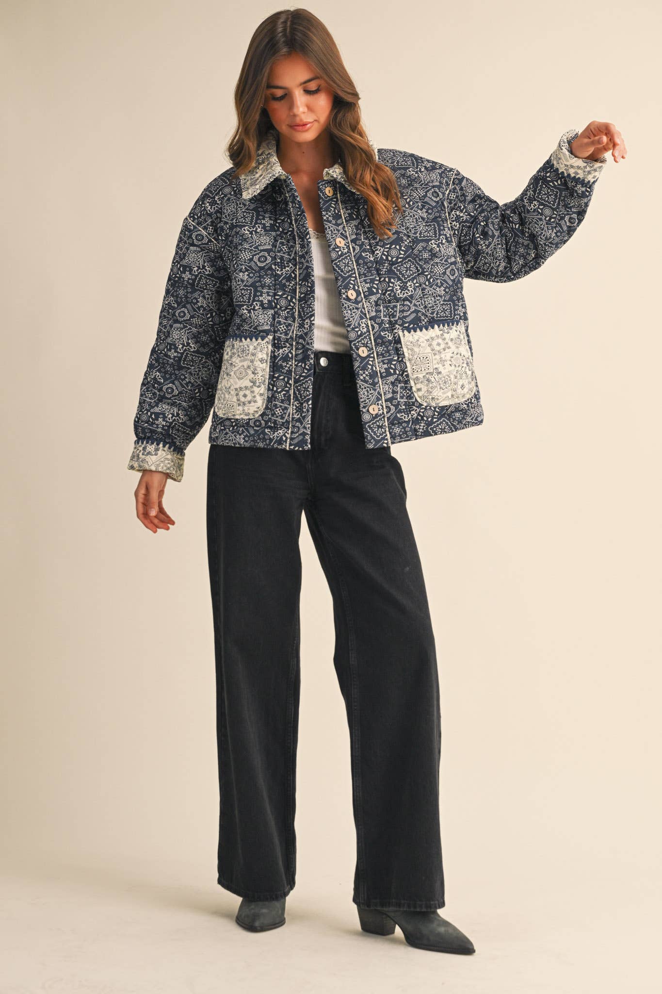 Quilted Bandana Print Jacket