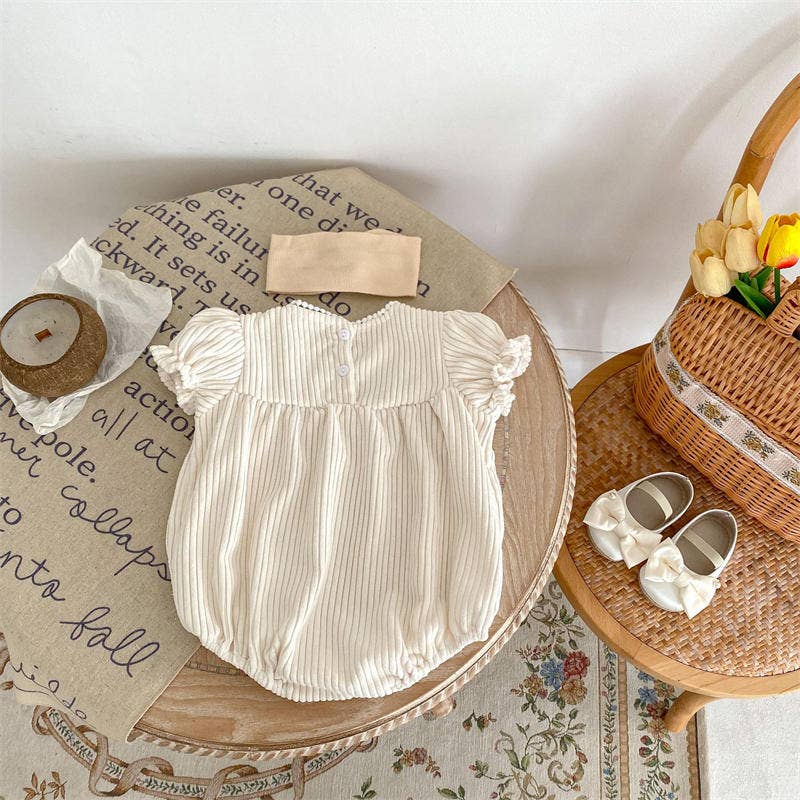 Embroidered Puff Short-sleeved Baby Romper