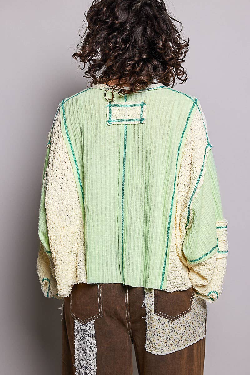 Stitch Detail Balloon Sleeve Top